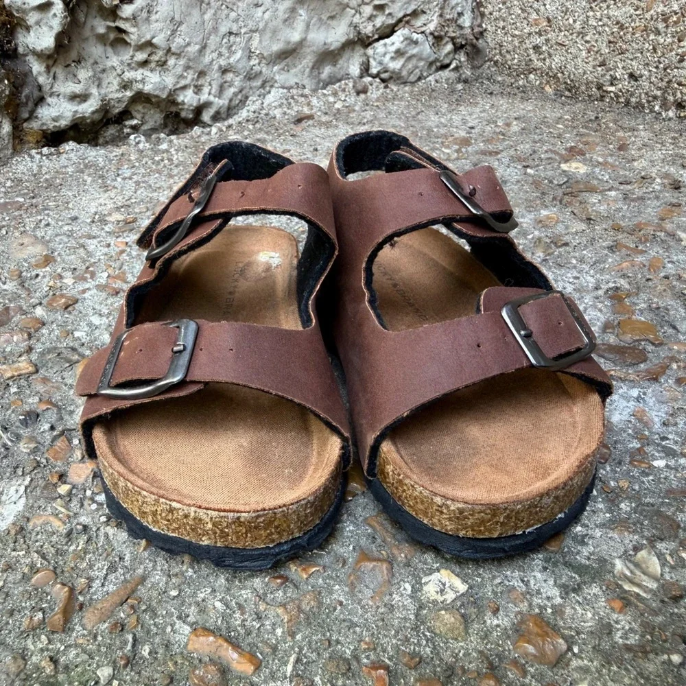 Lucky Brand Blanc Brown Double Strap Cork Sandals Toddler Size 8M